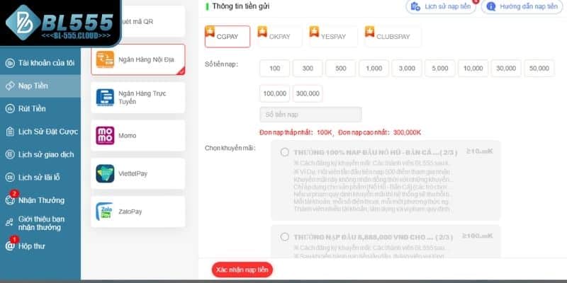 Nạp Tiền BL555 - Hướng Dẫn Các Cách Nạp Tiền Hiệu Quả Nhất 6 Đây là phương thức nạp tiền BL555 phổ biến và dễ thao tác